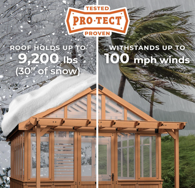 Solcrest Haven 13x11 Cedar Greenhouse with Pergola & Integrated Workspace