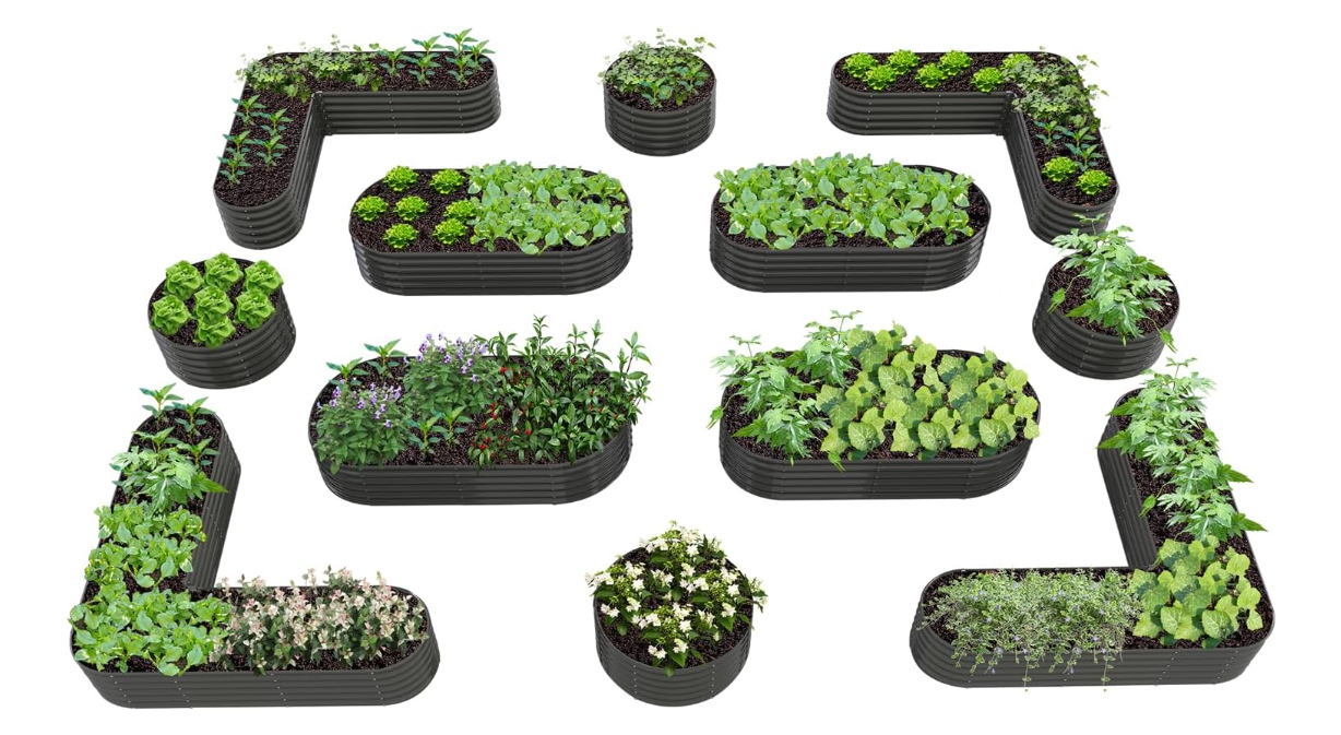 SolCrest DeepRoot+ 18” Galvanized Steel Raised Garden Bed – Quartz Grey