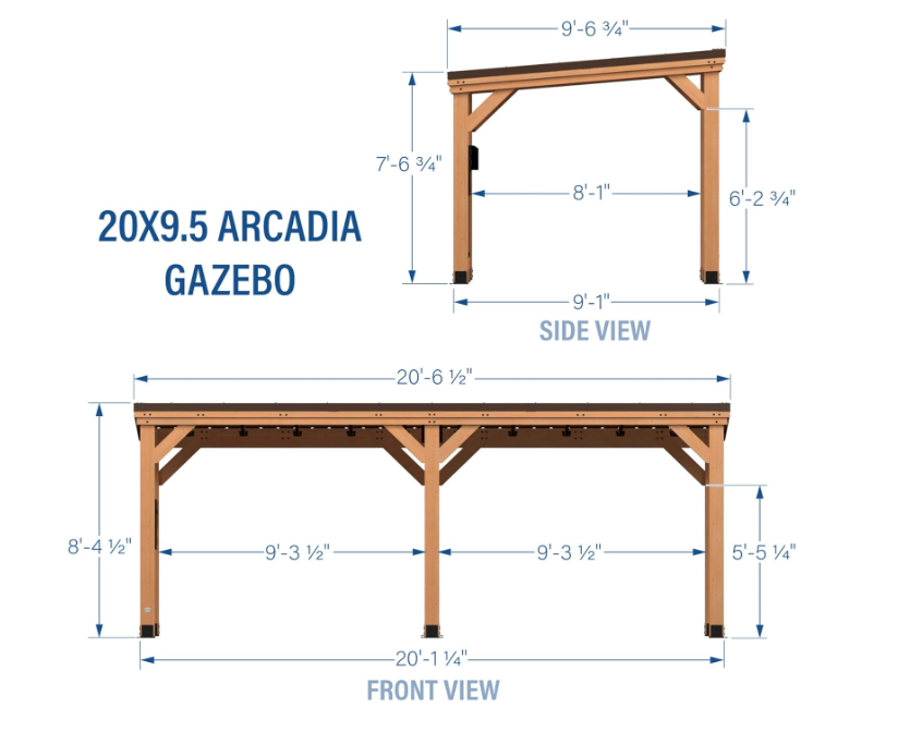 SolCrest 20x10 Cedar Hardtop Gazebo Pavilion with Galvanized Steel Roof, PowerPort & All-Weather Support β Garden, Deck & Outdoor Living Shelter