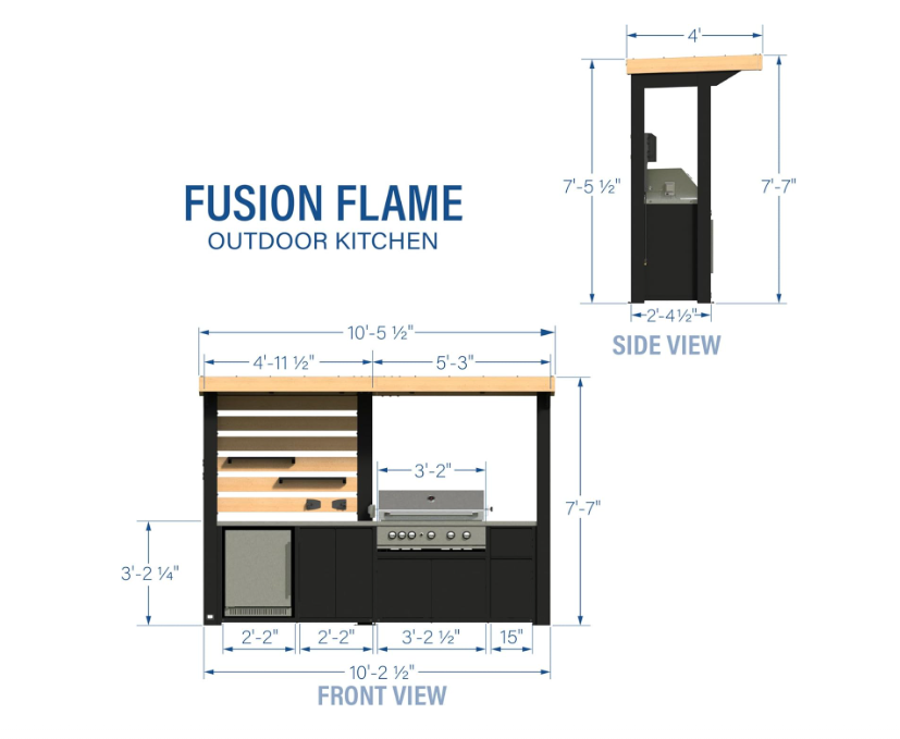 SolCrest Outdoor Kitchen Pavilion – 5-Burner Grill, Pizza Oven, Fridge, Stainless Countertops & Steel Roof for All-Season Cooking & Entertaining