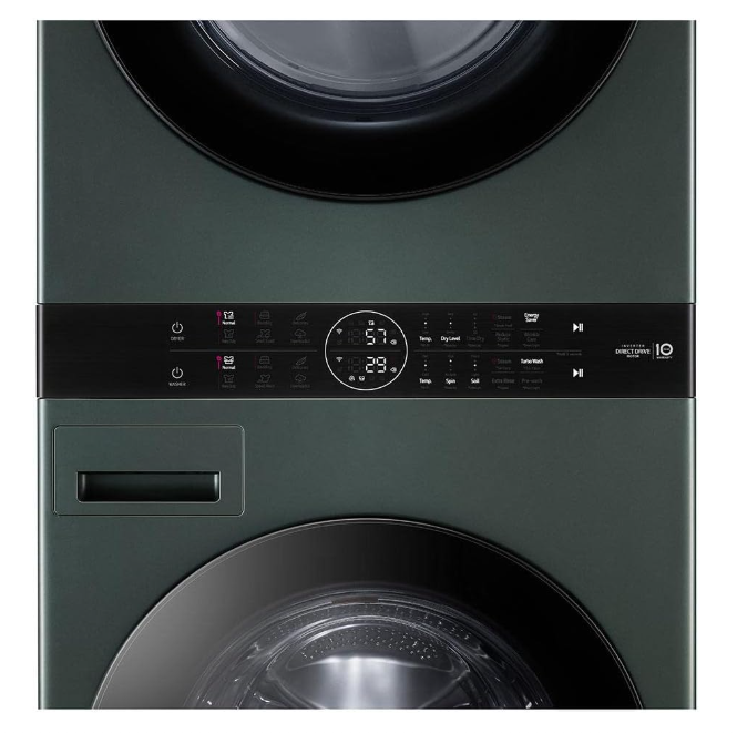 SolCrest LG WashTower All-in-One Washer & Dryer – TurboWash Technology, Space-Saving Vertical Design, 4.5 cu. ft. Capacity, Smart Controls – Nature Green