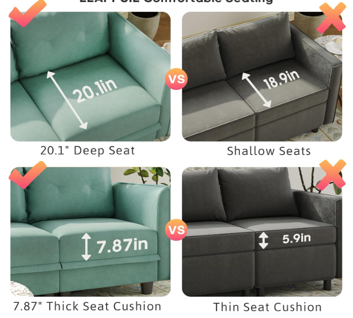 SolCrest Oversized 8-Seat Modular U-Shaped Sectional Sofa with Storage – Faux Leather Waterproof Couch with Ottoman, Space-Saving Design for Tiny Homes, Apartments, Living Rooms – Aqua Blue