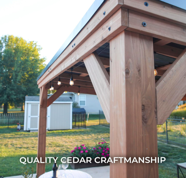 SolCrest 20x10 Cedar Hardtop Gazebo  Pavilion with Galvanized Steel Roof, PowerPort & All-Weather Support — Garden, Deck & Outdoor Living Shelter