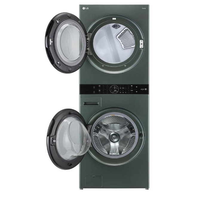 SolCrest LG WashTower All-in-One Washer & Dryer – TurboWash Technology, Space-Saving Vertical Design, 4.5 cu. ft. Capacity, Smart Controls – Nature Green